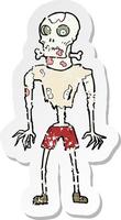 retro noodlijdende sticker van een cartoon zombie vector