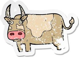 retro noodlijdende sticker van een cartoon stier vector