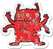 retro noodlijdende sticker van een cartoon buitenaards monster vector