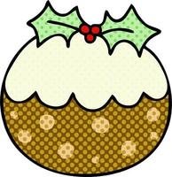 eigenzinnige cartoon kerstpudding in stripboekstijl vector