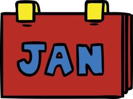 cartoon doodle van een kalender met jan vector