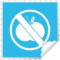 vierkante peeling sticker cartoon geen fruit toegestaan teken vector