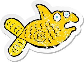 retro noodlijdende sticker van een cartoon vis vector