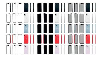 reeks van 90 stuks nieuw smartphone appel iphone 14, origineel kleuren, Sjablonen voor reclame - vector