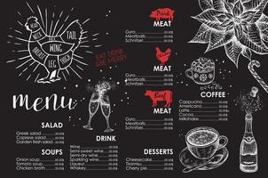 kerstmenu. vector hand getekende illustratie. ontwerp sjabloon.