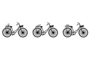 vrouw fiets decoratie bloemen illustraties verzameling vector