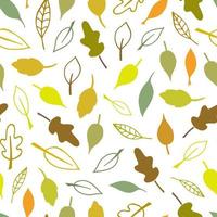 naadloos patroon met herfstbladeren in gele, groene, oranje, bruine kleuren vector