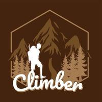 logos van bergbeklimmers en reizigers in bruin en wit vector