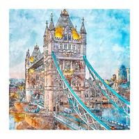 tower bridge londen verenigd koninkrijk aquarel schets hand getekende illustratie vector