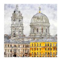 sint petersburg rusland aquarel schets hand getekende illustratie vector