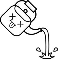 lijntekening cartoon gietende waterkoker vector