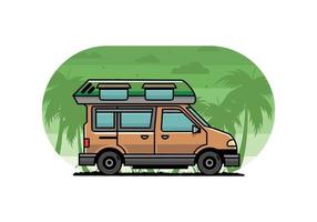 busje camper illustratie insigne ontwerp vector