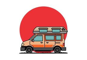 busje camper illustratie insigne ontwerp vector