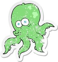 retro noodlijdende sticker van een cartoon-octopus vector