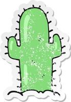 retro verontrust sticker van een tekenfilm cactus vector