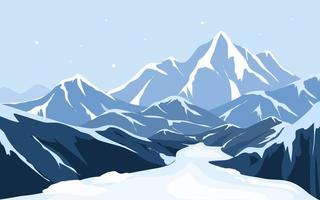 berg met sneeuw en gletsjer winter landschap achtergrond vector