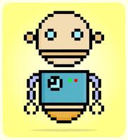 8 beetje pixel robot in vector illustraties voor spel middelen.