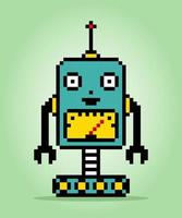 8 beetje pixel robot in vector illustraties voor spel middelen.