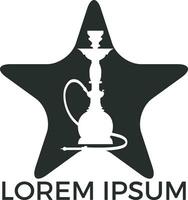 ster hookah logo ontwerp. wijnoogst sheesja logo. lounge cafe embleem. Arabisch bar of huis, winkel vector ontwerp sjabloon.