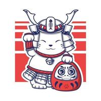 neko Lucky kat met Daruma pop illustratie vector