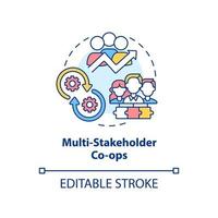 multi-stakeholder coöperaties concept icoon. multi-lidmaatschap abstract idee dun lijn illustratie. rollen in onderneming. geïsoleerd schets tekening. bewerkbare hartinfarct. vector