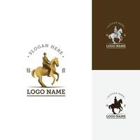 paard rijder logo gewoontjes stijl met helling goud voor bedrijf merk of Product vector