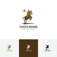 paard rijder voor de helft springen logo mannelijk mannelijk stijl met goud kleur vector