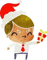 kerst retro cartoon van kawaii jongen vector