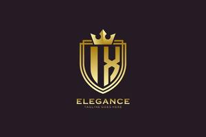 eerste ix elegant luxe monogram logo of insigne sjabloon met scrollt en Koninklijk kroon - perfect voor luxueus branding projecten vector