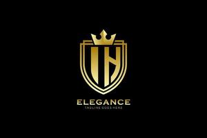 eerste ih elegant luxe monogram logo of insigne sjabloon met scrollt en Koninklijk kroon - perfect voor luxueus branding projecten vector