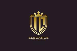 eerste il elegant luxe monogram logo of insigne sjabloon met scrollt en Koninklijk kroon - perfect voor luxueus branding projecten vector