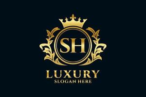 eerste sh brief Koninklijk luxe logo sjabloon in vector kunst voor luxueus branding projecten en andere vector illustratie.