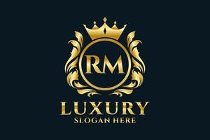 eerste rm brief Koninklijk luxe logo sjabloon in vector kunst voor luxueus branding projecten en andere vector illustratie.