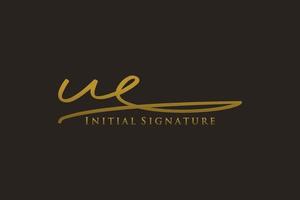 eerste ue brief handtekening logo sjabloon elegant ontwerp logo. hand- getrokken schoonschrift belettering vector illustratie.