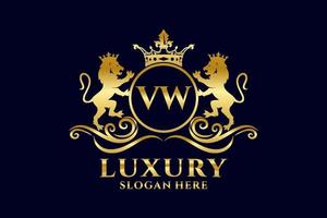 eerste vw brief leeuw Koninklijk luxe logo sjabloon in vector kunst voor luxueus branding projecten en andere vector illustratie.