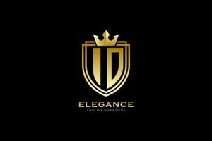 eerste io elegant luxe monogram logo of insigne sjabloon met scrollt en Koninklijk kroon - perfect voor luxueus branding projecten vector