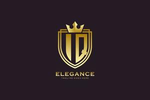 eerste iq elegant luxe monogram logo of insigne sjabloon met scrollt en Koninklijk kroon - perfect voor luxueus branding projecten vector