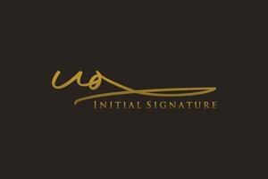 eerste uo brief handtekening logo sjabloon elegant ontwerp logo. hand- getrokken schoonschrift belettering vector illustratie.