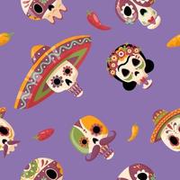 naadloos calavera schedel patroon vector