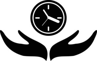 Mens Holding klok in hand. Mens Holding de horloge. menselijk hand- Holding alarm klok. idee concept vector
