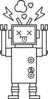 lijntekening cartoon defecte robot vector