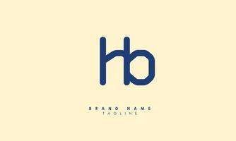 alfabet letters initialen monogram logo hb, bh, h en b vector