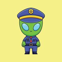 schattig Politie buitenaards wezen tekenfilm tekening hand- getrokken concept vector kawaii icoon illustratie