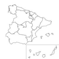 Spanje Regio's kaart met kanarie eilanden. vector illustratie.