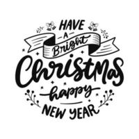 Kerstmis ornament ronde ornamenten belettering groet kaart. hand getekend belettering poster voor kerstmis. vrolijk Kerstmis ornament citaten schoonschrift belettering vector illustratie.