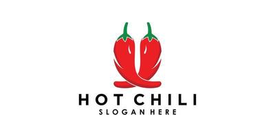 heet Chili logo ontwerp met creatief concept premie vector