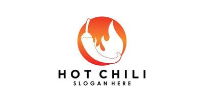 heet Chili logo ontwerp met creatief concept premie vector