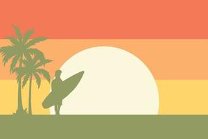 surfboard Mens silhouet Aan de strand vector