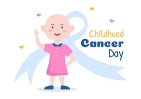Internationale kinderjaren kanker dag hand- getrokken tekenfilm illustratie Aan februari 15 voor verhogen fondsen, bevorderen de het voorkomen en uitdrukken ondersteuning vector