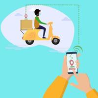 bestellen voedsel met de mobiel app.delivery onderhoud vector